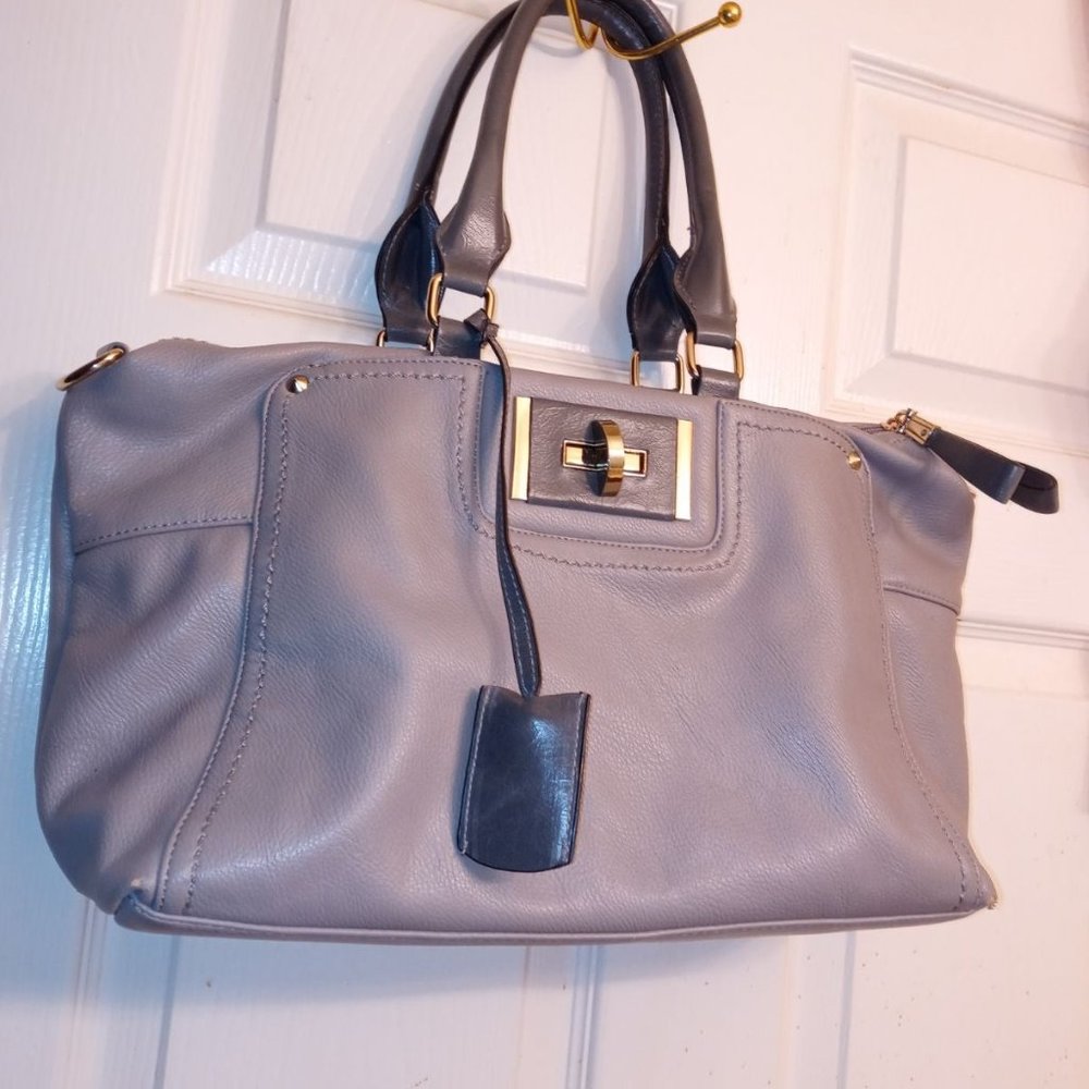 black rivet Gray Satchel with Traps Bag